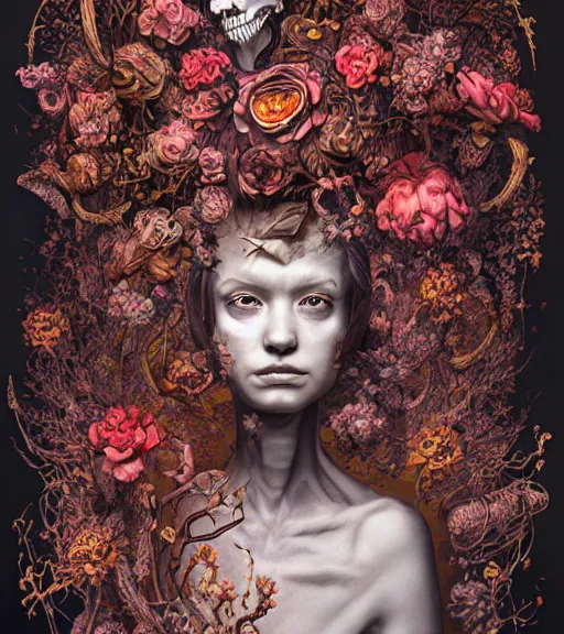 Image similar to portrait, nightmare anomalies, flowers by dariusz zawadzki, kenneth blom, mental alchemy, james jean, pablo amaringo, naudline pierre, contemporary art, hyper detailed