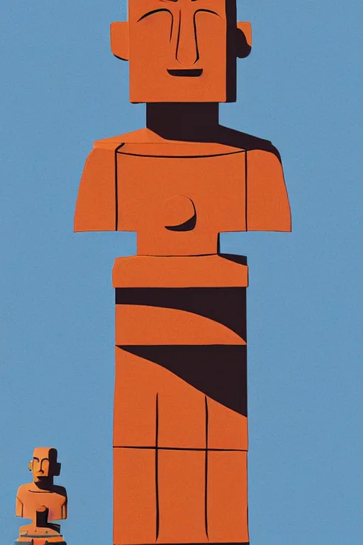 Image similar to cubist moai statue cutout digital illustration cartoon colorful beeple