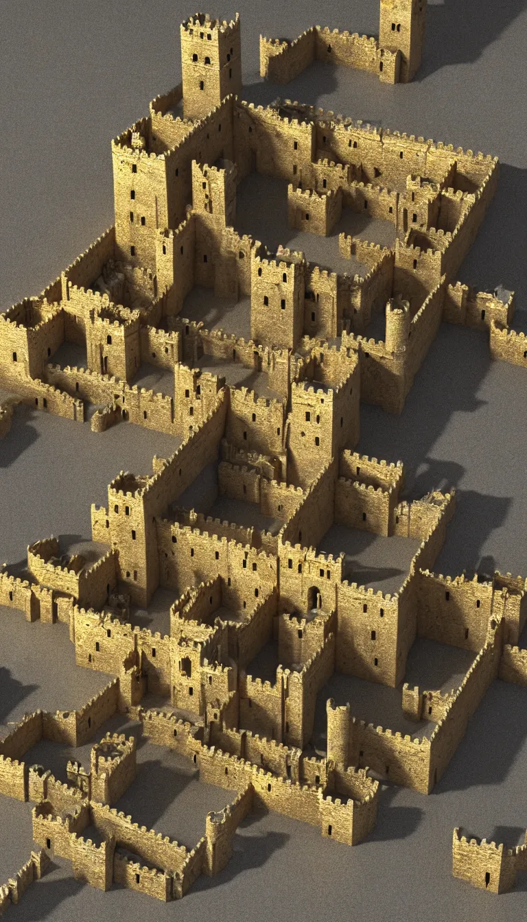 Image similar to highly detailed photo of ancient castle made of gold and silver in the middle of nowhere, hyper realistic, concept art, 8 k detail post - processing