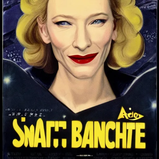 Image similar to cate blanchett ,retro, scifi, movie poster,