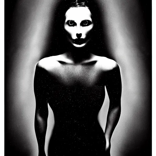 Image similar to a woman whos body is static losing frequency phasing out, dark eerie photo taken by digital hollywood