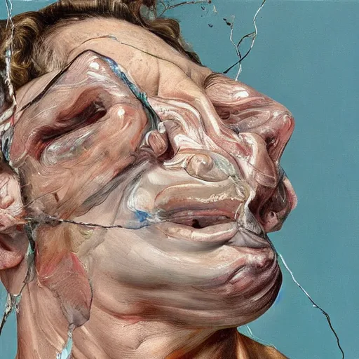 Image similar to high quality high detail painting by lucian freud and jenny saville, hd, drunk, turquoise