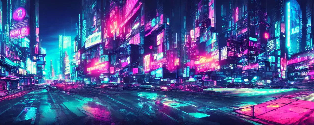 Image similar to cyberpunk, city, neon lights, glow, retrowave style, sunset,