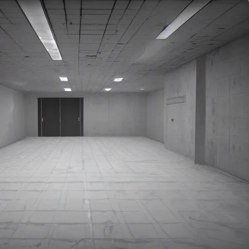 Prompt: scp foundation basement floor, photo from class d camera