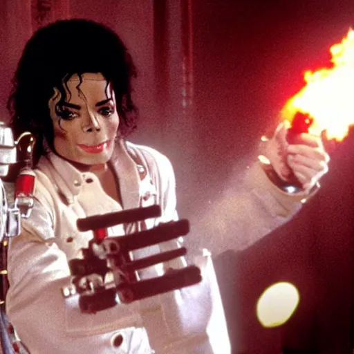 Image similar to stunning awe inspiring michael jackson with a highly detailed face as a ghostbuster in the movie ghostbusters, movie still 8 k hdr atmospheric lighting