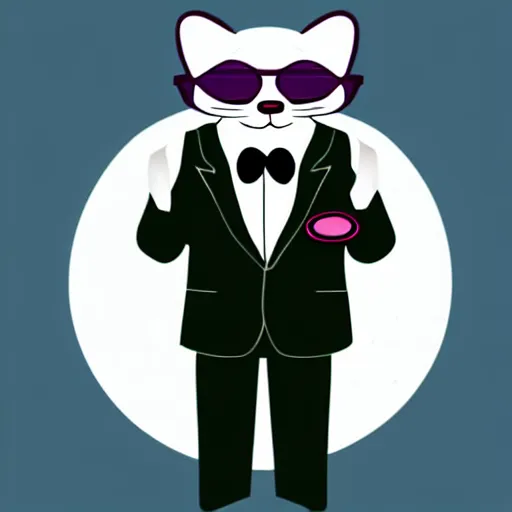 Prompt: ferret in sunglasses, in strict suit, avatar image, digital art, minimalism