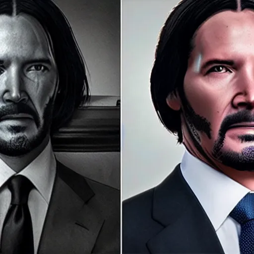 Prompt: full Portrait photography of someone who has the face of Barack Obama, the body of John Wick