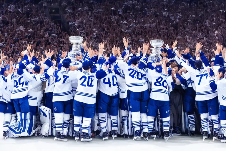 Prompt: The Toronto Maple Leafs winning the Stanley Cup, photo, 4K