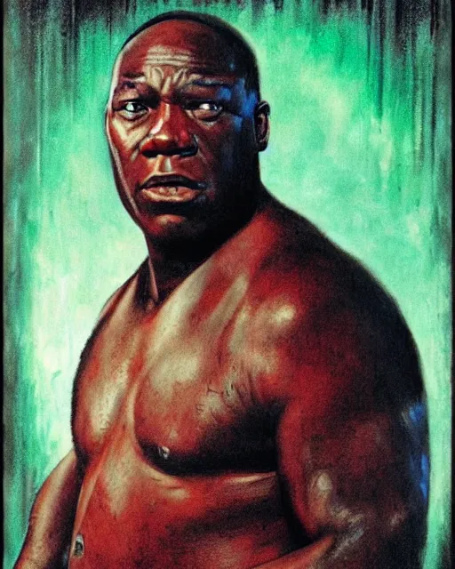 Image similar to john coffey in the green mile, airbrush, drew struzan illustration art, key art, movie poster