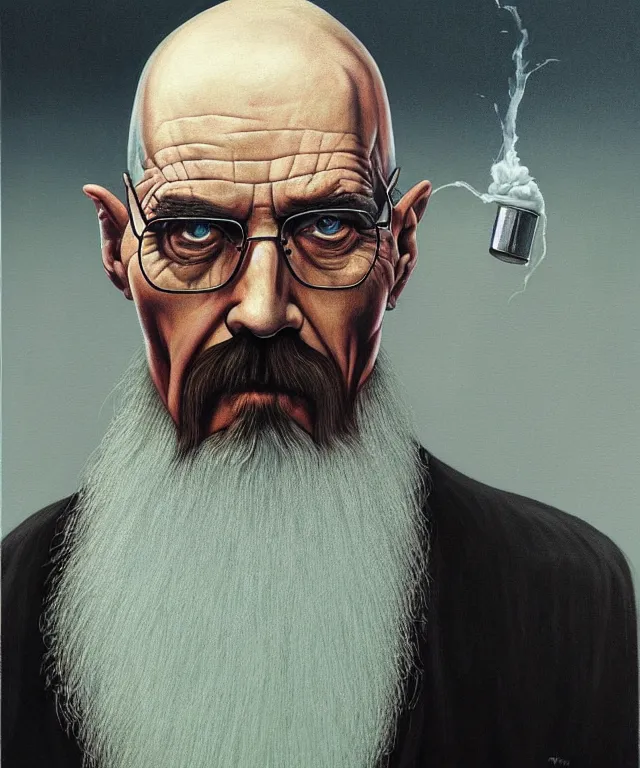 Image similar to portrait of Saruman as Walter White in Breaking Bad, lowbrow painting by Mark Ryden