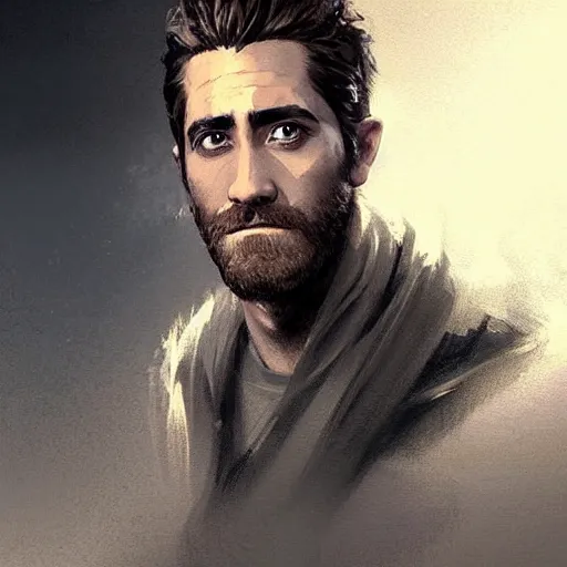 Prompt: “ portrait of jake gyllenhaal by greg rutkowski, young, attractive, highly detailed portrait, scifi, digital painting, artstation, concept art, smooth, sharp foccus ilustration, artstation hq ”