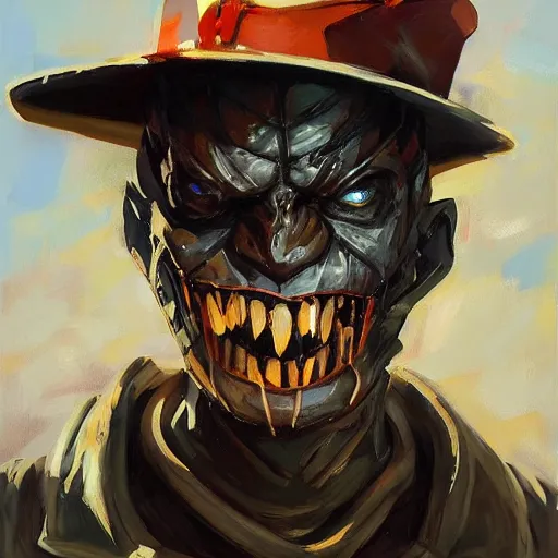 Image similar to greg manchess portrait painting of partially armored freddy krueger as overwatch character, medium shot, asymmetrical, profile picture, organic painting, sunny day, matte painting, bold shapes, hard edges, street art, trending on artstation, by huang guangjian and gil elvgren and sachin teng