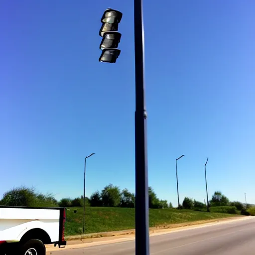 Image similar to truck above a street light pole