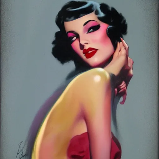 Prompt: noir woman by rolf armstrong, colorful, sketch