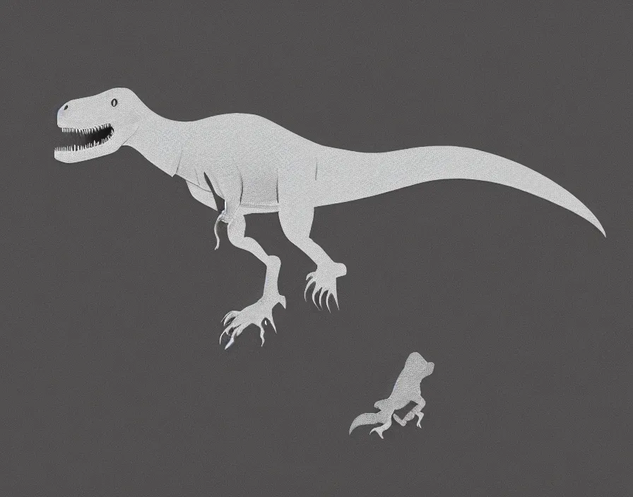 Prompt: a dinosaur blueprint, thin black lines on light grey background, digital drawing