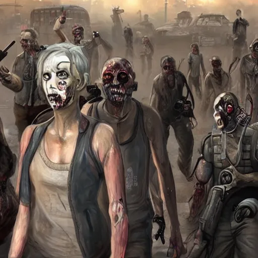 Prompt: 2047 ai apocolypse turns humans into cyborg zombies