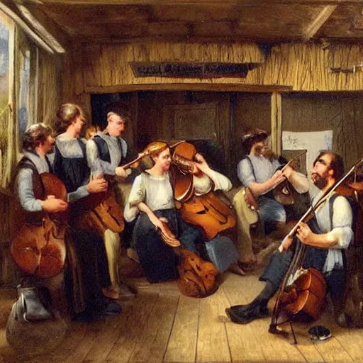 Image similar to the corries performing music in a tavern