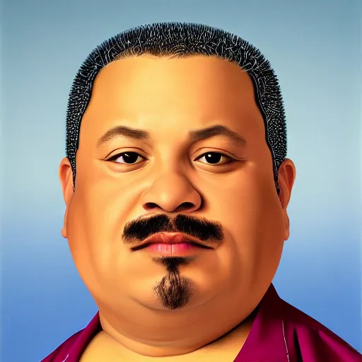 Prompt: close up portrait of a middle - aged, chubby mexican man, white background, rembrandt lighting, detailed, 4 k, illustration, by kehinde wiley, kadir nelson