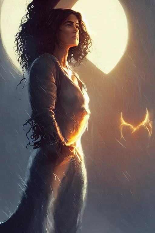 Prompt: portrait, Salma Hayek as a sorceress, dramatic lighting, cinematic, establishing shot, high detail, photo realistic, cinematic lighting, post processed, concept art, artstation, matte painting, style by eddie mendoza, raphael lacoste, alex ross