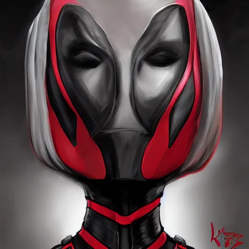 Prompt: Female death. (((deadpool))) head. kodachrome, high contrast, highly detailed, sharp focus, digital painting, concept art, illustration, trending on artstation