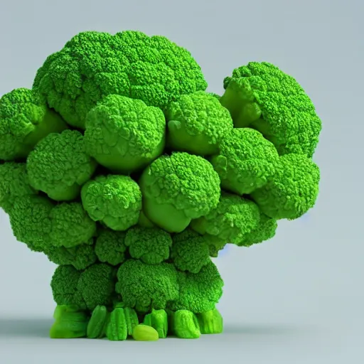 Image similar to a 3d render of a smiling happy broccoli, he is dancing, vivid colors