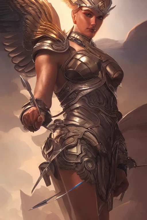 Image similar to amazon valkyrie athena, d & d, fantasy, portrait, highly detailed, headshot, digital painting, trending on artstation, concept art, sharp focus, illustration, art by artgerm and greg rutkowski and magali villeneuve