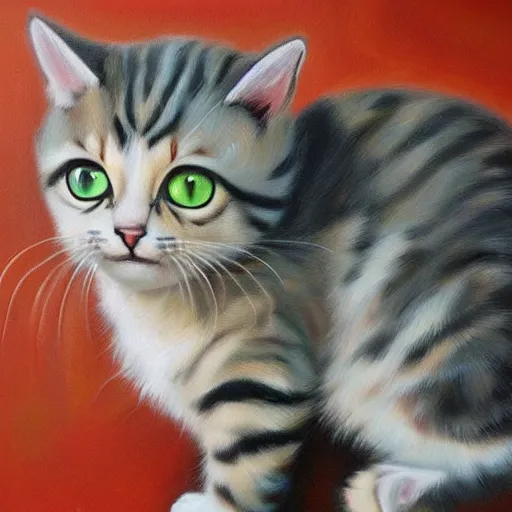 Prompt: oil painting of a beautiful cat