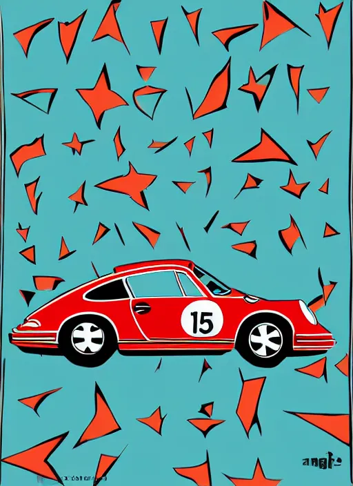 Image similar to pop art illustration of the porsche 9 1 1