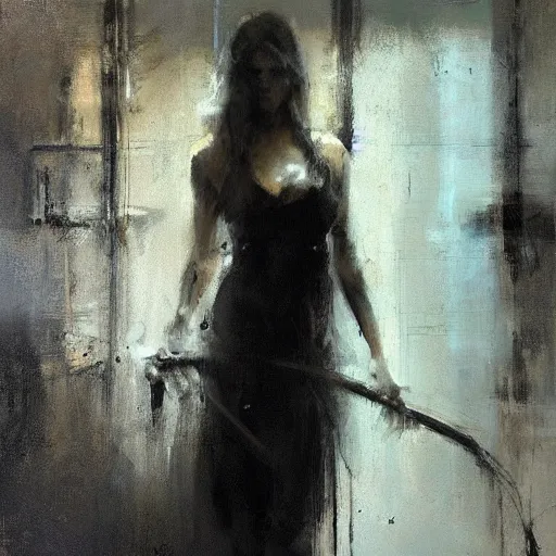 Prompt: painting of a woman, by Jeremy Mann, detailed, stylized, loose brush strokes, intricate, realistic