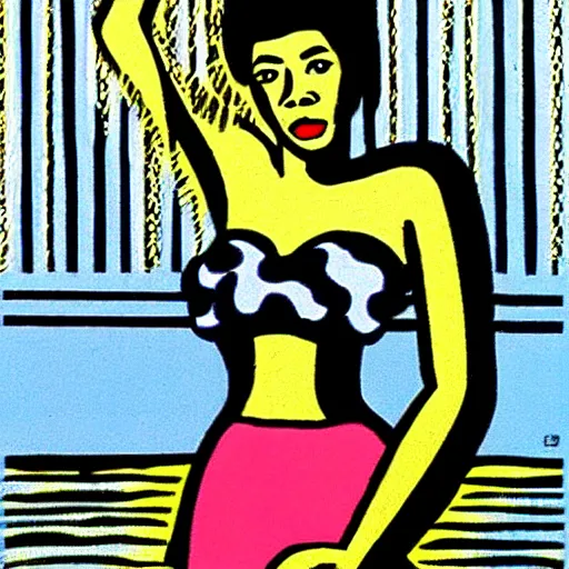 Prompt: african american “Drowning Girl” by Roy Lichtenstein