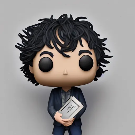 Prompt: very photorealistic photo of a neil gaiman funko pop on a white background, award - winning details