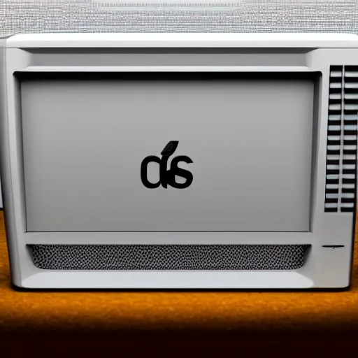 Image similar to macintosh computer with the letters s and d on the screen, 8 k, photorealistic, lots of noise