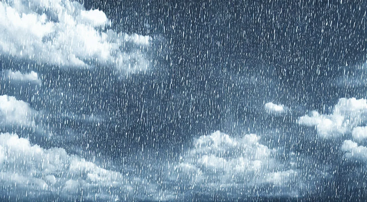 Prompt: Upside-down slow motion rain in a cloudless sky, hyper detailed photorealistic