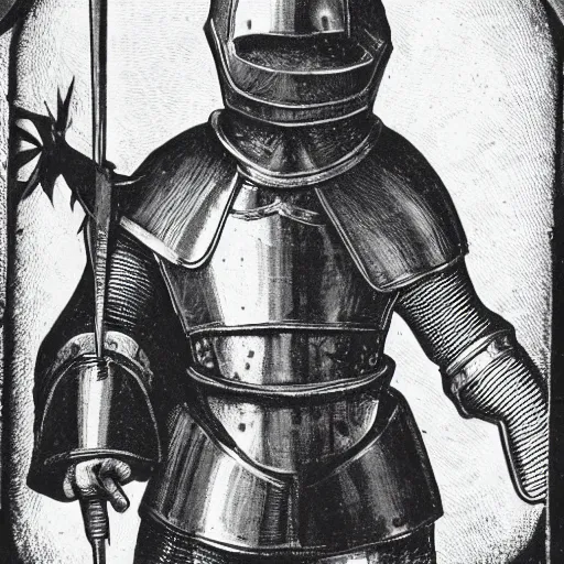 Prompt: medieval knight extending hand towards camera extreme foreshortening