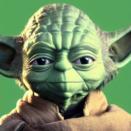 Prompt: extremely zoomed-in photo of Yoda looking surprised