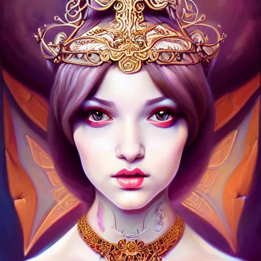 Prompt: symmetrical painting, a beautiful young female in dress, pretty, perfect face, elegant, ornate, luxury, elite, matte painting, by artgrem, by james jean, by ross tran - h 6 0 0