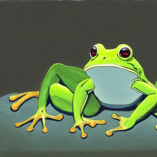Prompt: A professional portrait of a frog wizard, painted by Studio Ghibli, 4k, traditional art, trending on deviantart, highly detailed, full body shot, wide depth of field, professional lighting, airbrush