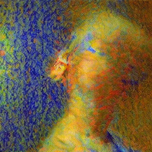 Image similar to AI reaches sentience, impressionist art