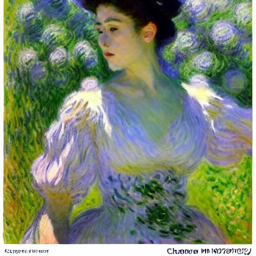 Image similar to Claude Monet, Impressionist Artists, beautiful Borg Queen, detailed, ethereal, Cybernetic implant H 768