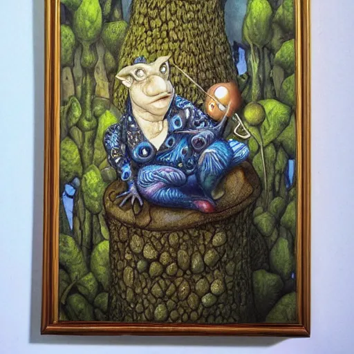 Prompt: Portrait of Toad, artwork by Daniel Merriam,