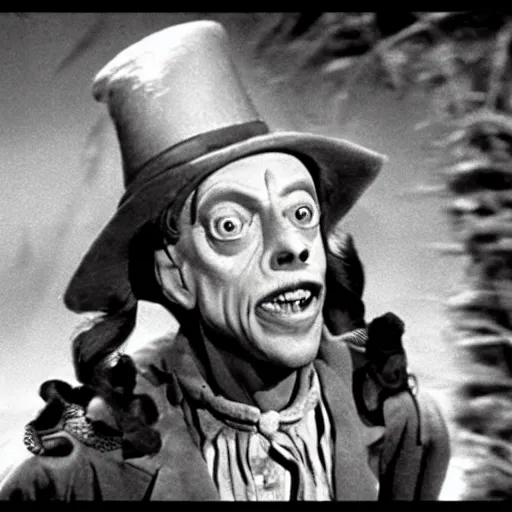 Image similar to movie still of Steve Buscemi playing the role of the Scarecrow in The Wizard of Oz (1939)