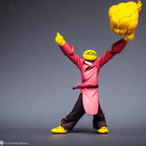 Image similar to korosensei from ansatsu kyoushitsu, actionfigure, product shoot, studio lighting