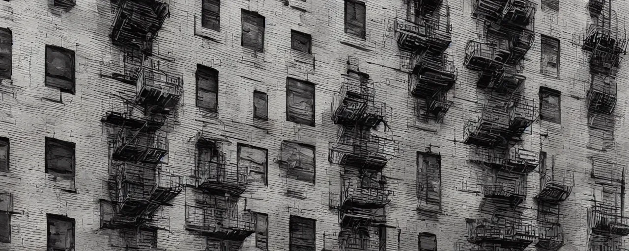 prompthunt: new york city block facade cut in half. texture. doors.  storefronts. street. art by greg rutkowski and william o'connor
