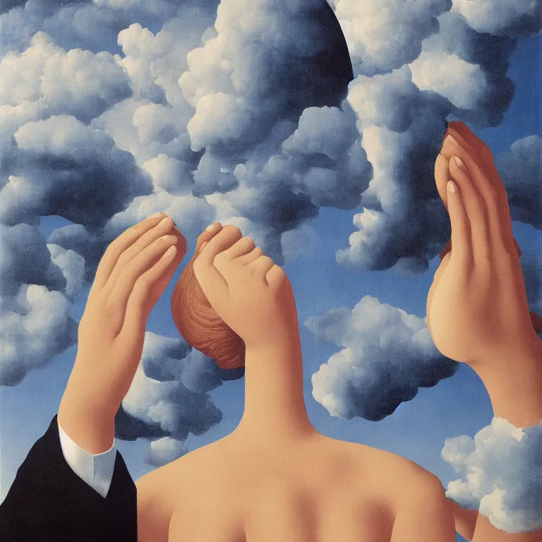 Prompt: the lovers, by rene magritte, detailed painting, distance, centered, hd, hq, high resolution, high detail, 4 k, 8 k