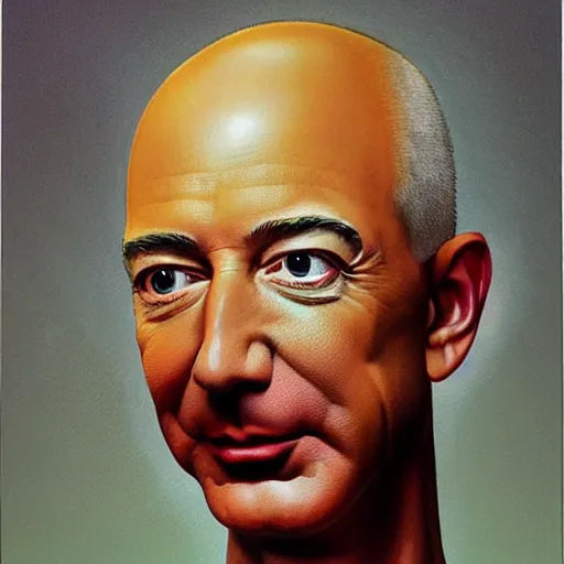 Image similar to Jeff Bezos. Zdzisław Beksiński