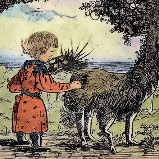 Prompt: artwork of a 19th century childrens story book page