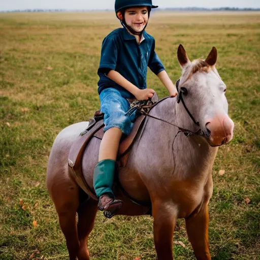 Prompt: boy riding a horse