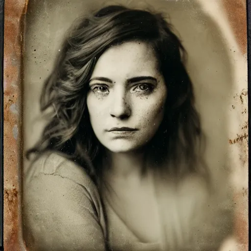 Prompt: photography of cristina hendricks, tintype, deregoue