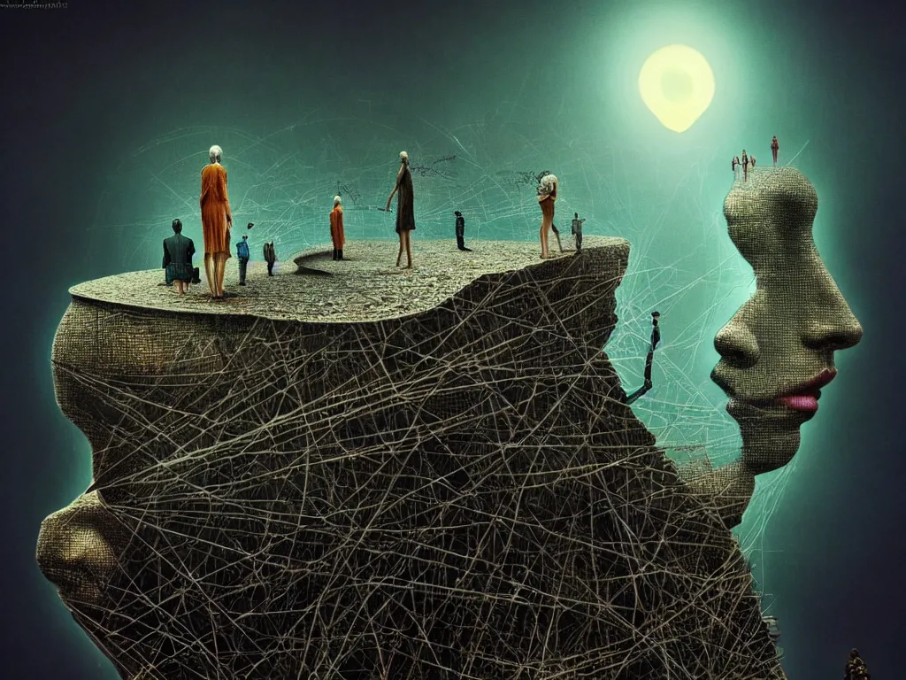 Image similar to highly detailed photo of consciousness does not determine life, but life determines consciousness, trending on deviantart, neo surrealism, sharp focus, 4 k, a lot of little details, octane, masterpiece, art by max ernst