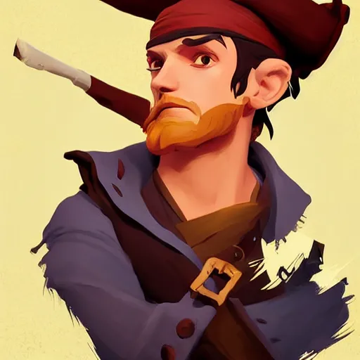 Image similar to painting jack the pirate on sea of thieves game avatar hero smooth face median photoshop filter cutout vector behance hd by jesper ejsing, by rhads, makoto shinkai and lois van baarle, ilya kuvshinov, rossdraws, illustration, art by ilya kuvshinov and gustav klimt